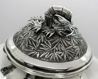 Chinese Export silver 3 piece DRAGON HANDLED TEA SET.  Gemwo 1890.  1,  771 GRAMS 9