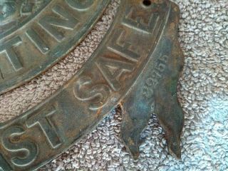 109.  Antique Vintage brass plates and bolt from a safe. 4