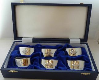 Set 6 Scottish Edinburgh Hallmarked Solid Silver Napkin Rings Serviette Ring