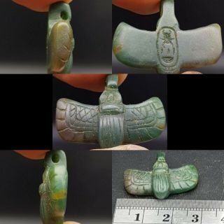 Old Rare Unique Jade Stone Scarab Seal Ancient Amulet 55