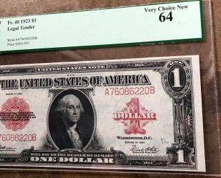 1923 $1 Red Seal PCGS 64 Large Sized Antique U.  S.  Currency RARE  2