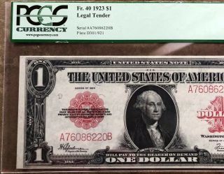 1923 $1 Red Seal PCGS 64 Large Sized Antique U.  S.  Currency RARE  4