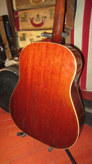 Vintage 1960 Gibson J - 45 Acoustic Guitar Sunburst W/ Vintage Hard Case 5