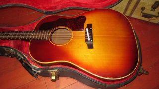 Vintage 1960 Gibson J - 45 Acoustic Guitar Sunburst W/ Vintage Hard Case 8