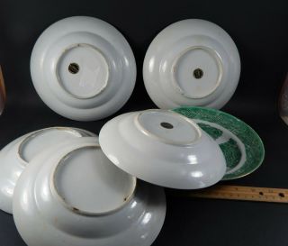 Six Antique Chinese Export Green Fitzhugh Bowls Ex DM & P Manheim NYC Circa 1820 2