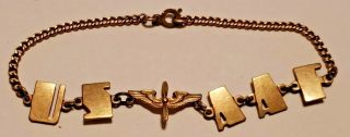 Awesome Ww2 Usaaf Us Army Air Force Sweetheart Bracelet 10k Gold Wings 5 Grams