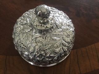 Tiffany Sterling Silver 19th Century Repousse Covered Butter Dish 9