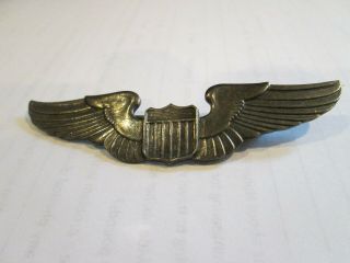 U.  S.  Pilot Wings Theater Made (england) Marked Silver (note Pin Type)