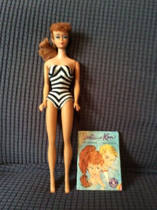 Vintage 1960’s Mattel Ponytail Barbie Doll Titian Wearing Bathing Suit