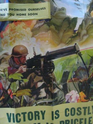 WWII 1942 Poster.  ' Victory is Costly '.  31.  5  x 25  in.  Machine - Gunner 2