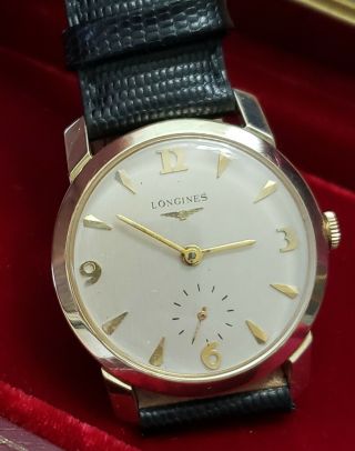 Fantastic Mens Vintage 14k Solid Gold Longines Wristwatch