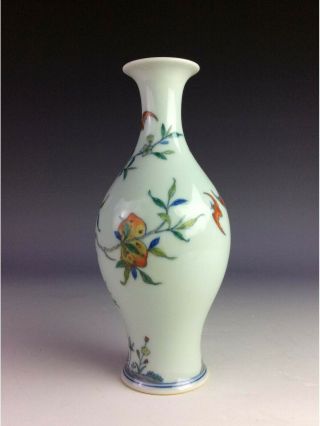 Fine Chinese porcelain vase,  famille rose glazed,  marked 3