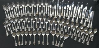 93pcs Wallace Grand Baroque Sterling Silver Flatware Svc 12,  5067 Grms Not Scrap