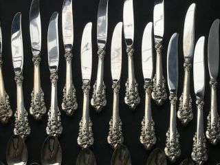 93pcs Wallace Grand Baroque Sterling Silver Flatware Svc 12,  5067 grms Not Scrap 7