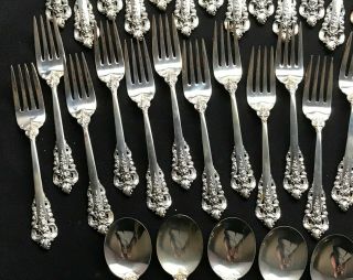 93pcs Wallace Grand Baroque Sterling Silver Flatware Svc 12,  5067 grms Not Scrap 8