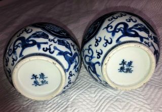 FINE 18th/ 19thC Antique CHINESE PORCELAIN BLUE &WHITE VASES Kangxi mark 2