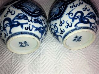 FINE 18th/ 19thC Antique CHINESE PORCELAIN BLUE &WHITE VASES Kangxi mark 6
