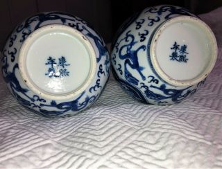FINE 18th/ 19thC Antique CHINESE PORCELAIN BLUE &WHITE VASES Kangxi mark 7