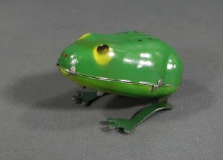 1950s Vintage German Jumping Frog Animal Clockwork Wind Up Litho Tin Toy