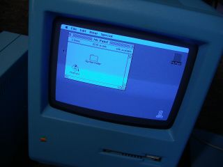 Vintage Apple computer,  blue case / keyboard / mouse 2