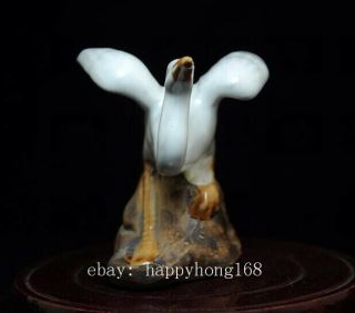 OLD CHINESE HAND - MADE WHITE GLAZE PORCELAIN WHITE CRANE SCULPTURE STATUE B01 2