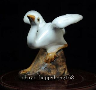 OLD CHINESE HAND - MADE WHITE GLAZE PORCELAIN WHITE CRANE SCULPTURE STATUE B01 5