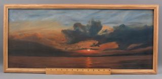 Antique J.  Travis Luminist Sunset Seascape Oil Painting,  Fire Island York
