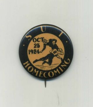 1924 University Of Iowa Hawkeye Football Homecoming Pin Back Button Vtg Antique
