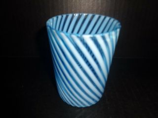 Antique Hobbs Glass Co.  1888 Blue Opalescent Swirl Tumbler / Glass