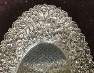 Antique Sterling Silver Repousse Tray Sylvan Bros.  12 5/8” 402.  2 gr.  Immaculate 3