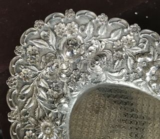 Antique Sterling Silver Repousse Tray Sylvan Bros.  12 5/8” 402.  2 gr.  Immaculate 5