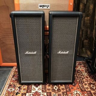 Vintage 1972 Marshall 2x12 Pair Guitar Pa Column Cabinets W/ 4x Celestion T1221