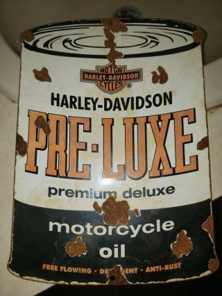 Vintage Harley - Davidson Pre - Luxe Motorcycle Oil Poreclain Sign Heavy Pumpsign