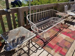 Vintage Homecrest White Wrought Iron Patio Couch & love seat,  chairs 14 Piece 2