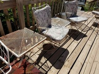 Vintage Homecrest White Wrought Iron Patio Couch & love seat,  chairs 14 Piece 3