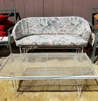 Vintage Homecrest White Wrought Iron Patio Couch & love seat,  chairs 14 Piece 5