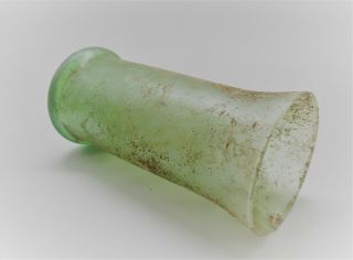 Museum Quality Ancient Roman Green Glass Vessel Circa 200 - 300ad