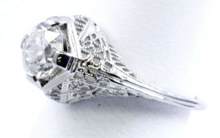 1 Carat Vintage Style Filigree Diamond Ring 18K White Gold Size 5 4