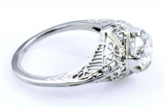 1 Carat Vintage Style Filigree Diamond Ring 18K White Gold Size 5 6