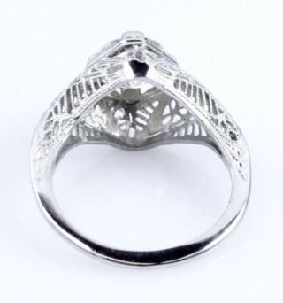 1 Carat Vintage Style Filigree Diamond Ring 18K White Gold Size 5 7