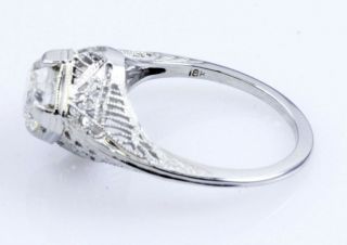 1 Carat Vintage Style Filigree Diamond Ring 18K White Gold Size 5 8