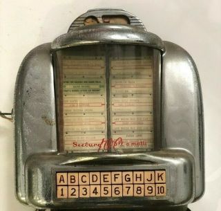 Vintage Unrestored Seeburg 100 Wall O Matic Music Juke Box With Key
