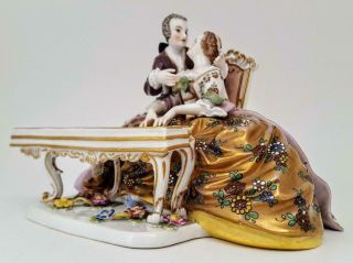 Antique 19th Century German Ludwigsburg Porcelain Dresden Lovers Figurine Group