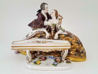 Antique 19th Century German Ludwigsburg Porcelain Dresden Lovers Figurine Group 2