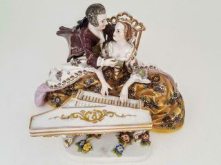 Antique 19th Century German Ludwigsburg Porcelain Dresden Lovers Figurine Group 8