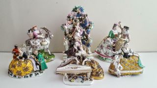 Antique 19th Century German Ludwigsburg Porcelain Dresden Lovers Figurine Group 9