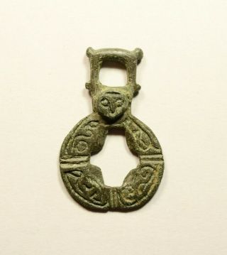 Ornated Viking Era Bronze Open - Work Pendant Amulet - Wearable