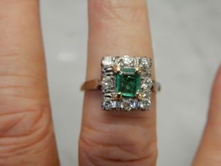 An Exceptional Antique Art Deco 18 Ct Gold & Plat Emerald And Diamond Ring