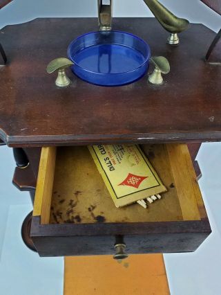 Antique Cushman Smoker Humidor & Smoking stand w/ Removable ashtrays & drawer 7