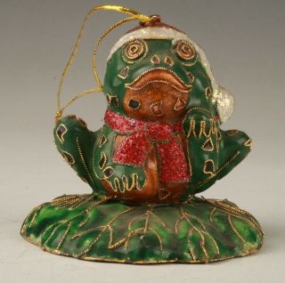 Vintage Chinese Cloisonne Enameled Pendant Statue Old Frogs Hand - Made Gifts